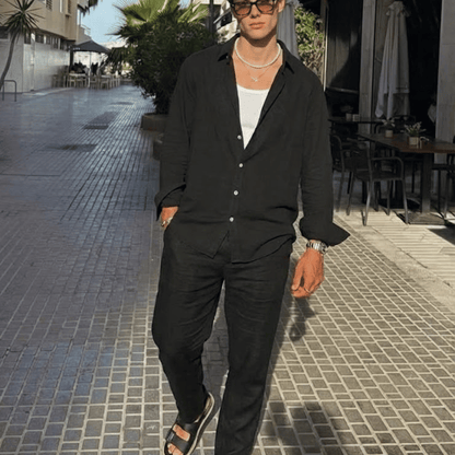 Calça de linho Masculina reta