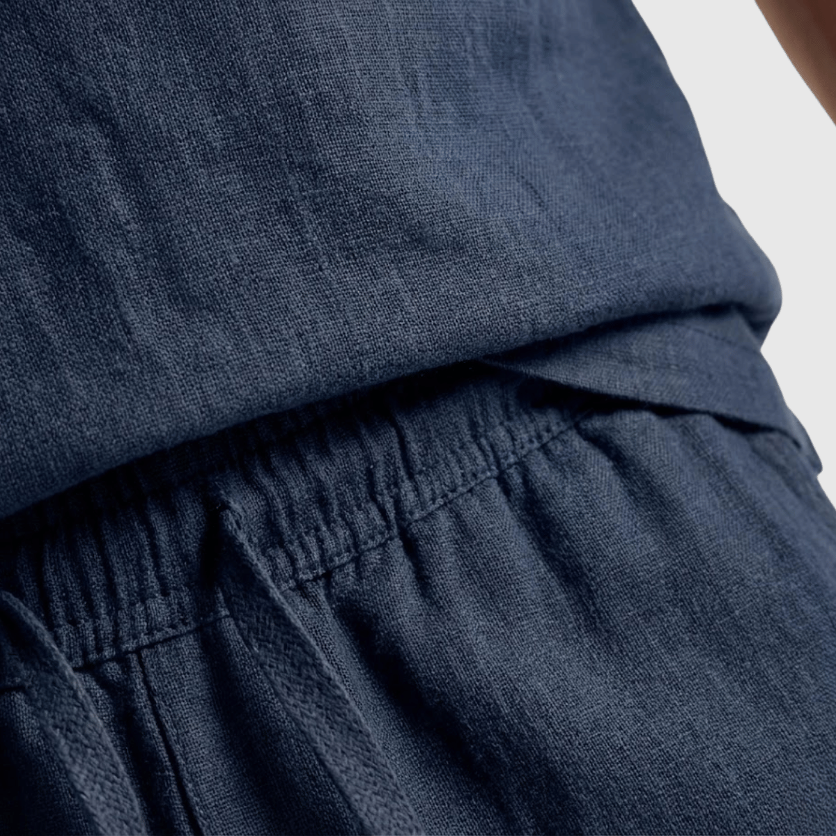 Conjunto Bermuda e Camiseta Casual em Linho