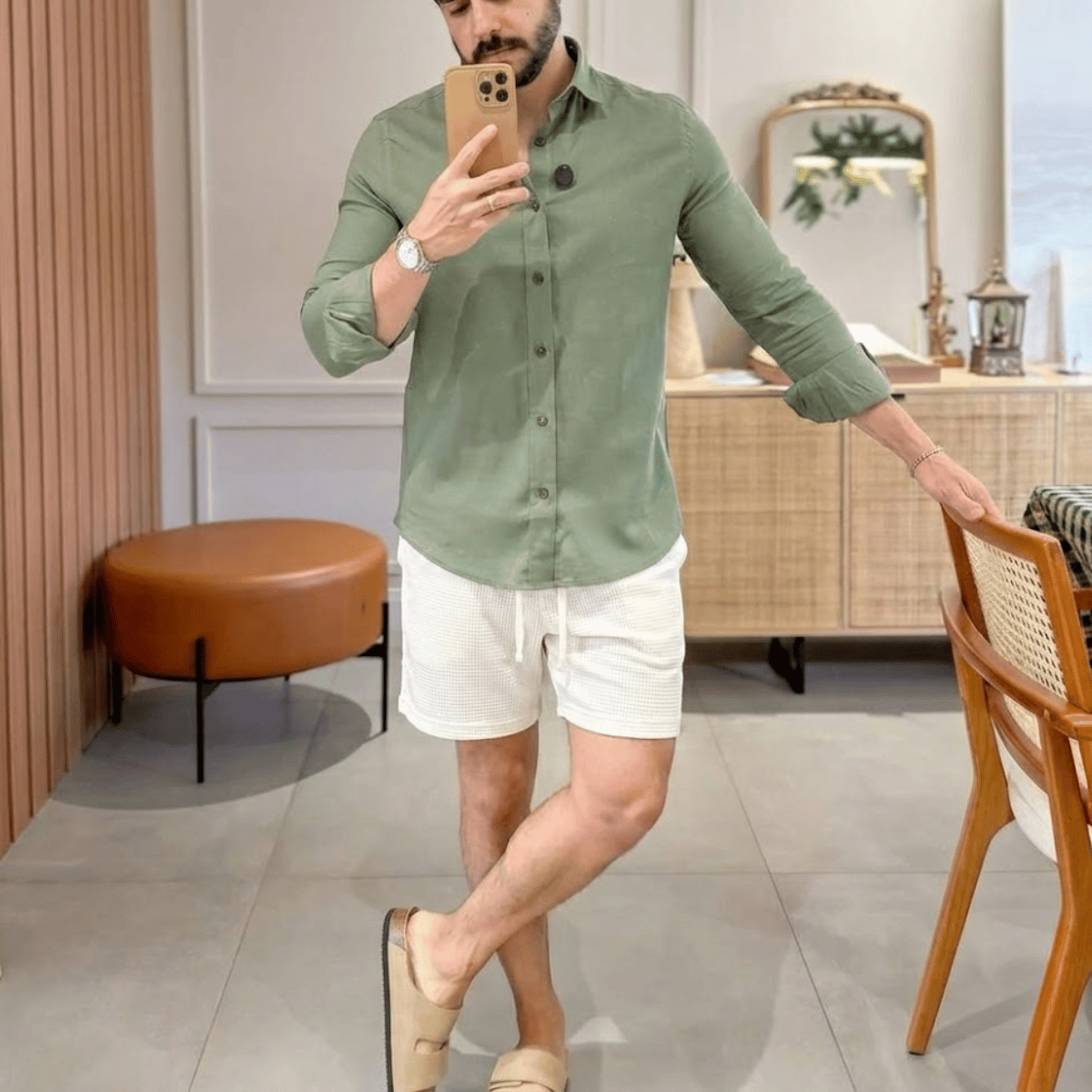 Bermuda Masculina Casual texturizada